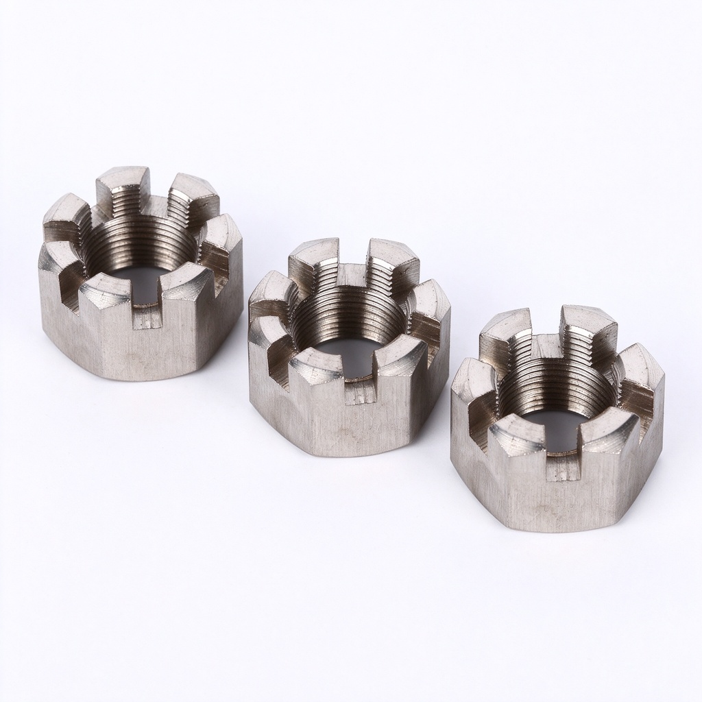 S304 Hex Slotted Nut DIN 935 Stainless Steel Castle Nut M5 M6 M8 M10 Precision Machined Slotted Nut for Industrial Fastening