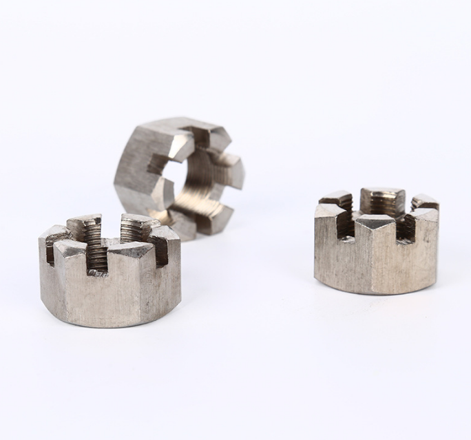 S304 Hex Slotted Nut DIN 935 Stainless Steel Castle Nut M5 M6 M8 M10 Precision Machined Slotted Nut for Industrial Fastening