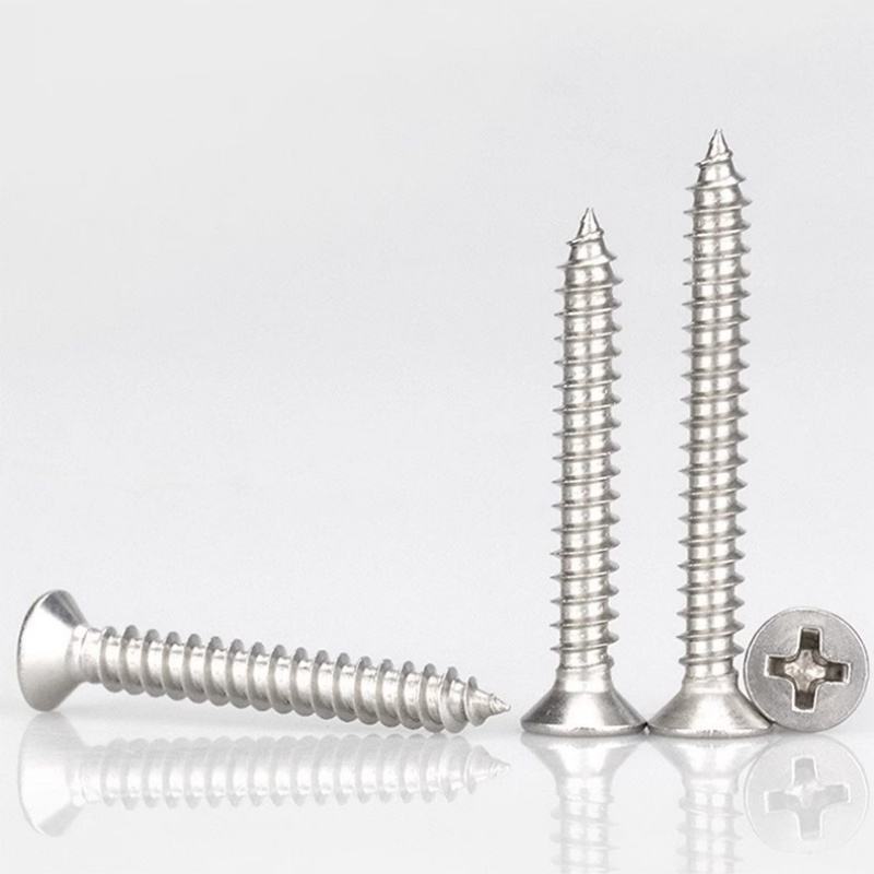GB846 DIN7982 A2-70 Stainless Steel 304 M1-M8 ST2.2-ST9.5 Phillips Drive Cross Recessed Countersunk Head Self Tapping Screw